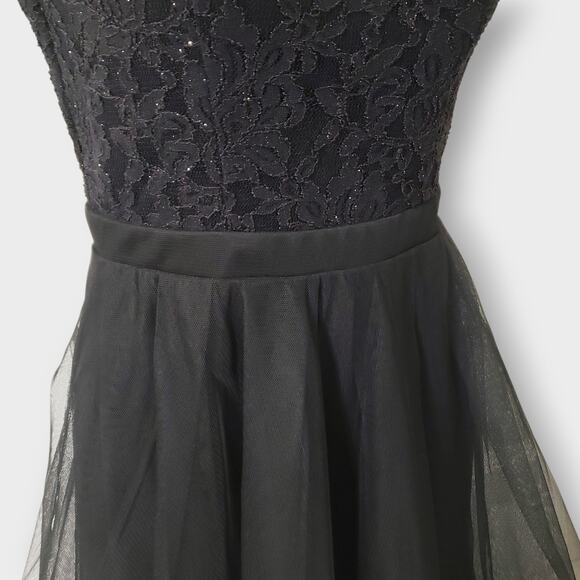 Y2K City Triangles Black Asymmetric Flare Tiered Mesh Halter Dress Sz 1 Goth - Picture 5 of 13